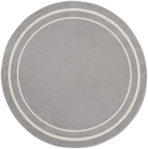 HomeRoots 8' Gray and Ivory Round Area Rug - Durable, Stylish Indoor/Outdoor Design for Any Space, Easy Care 545527