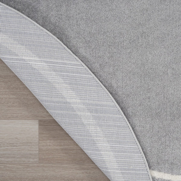 HomeRoots 8' Gray and Ivory Round Area Rug - Durable, Stylish Indoor/Outdoor Design for Any Space, Easy Care 545527