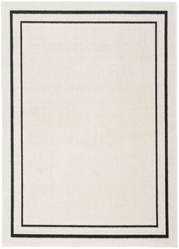 HomeRoots 6' X 9' Ivory and Black Area Rug – Stylish, Durable Indoor/Outdoor Carpet for Any Space, Easy Clean! 545532