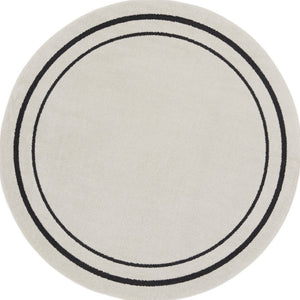 HomeRoots 8' Ivory and Black Round Rug - Weather-Resistant, Stylish Indoor & Outdoor Area Rug for Any Space 545534