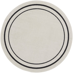 HomeRoots 8' Ivory and Black Round Rug - Weather-Resistant, Stylish Indoor & Outdoor Area Rug for Any Space 545534