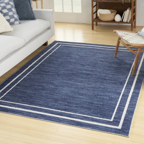HomeRoots 6' X 9' Navy Blue And Ivory Area Rug - Elegant Indoor/Outdoor Design, Durable, Easy Care & Versatile 545539