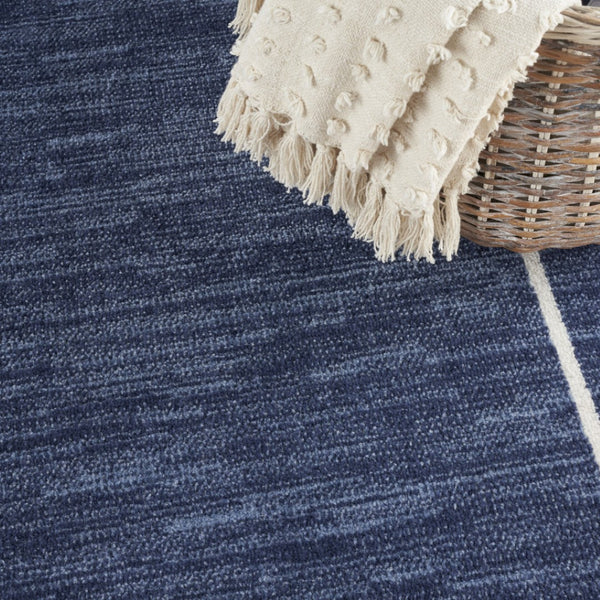 HomeRoots 6' X 9' Navy Blue And Ivory Area Rug - Elegant Indoor/Outdoor Design, Durable, Easy Care & Versatile 545539