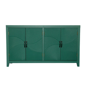 English Elm 59"Green Vintage Mid Century Accent Cabinet with 4 Doors, Spacious Buffet Sideboard for Living Room W2295P294587