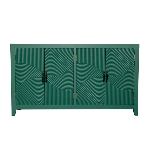 English Elm 59"Green Vintage Mid Century Accent Cabinet with 4 Doors, Spacious Buffet Sideboard for Living Room W2295P294587