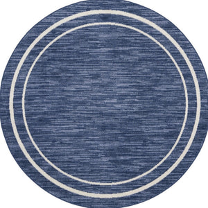 HomeRoots 8' Navy Blue and Ivory Round Area Rug - Durable Indoor/Outdoor Accent for Modern Spaces, Easy Care 545541