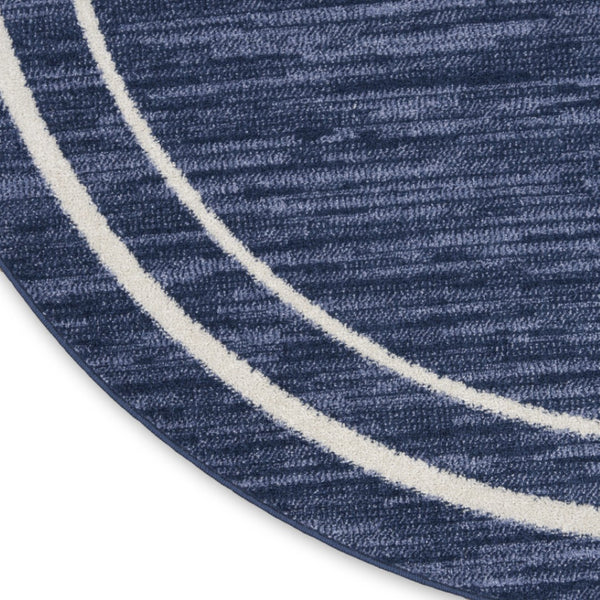 HomeRoots 8' Navy Blue and Ivory Round Area Rug - Durable Indoor/Outdoor Accent for Modern Spaces, Easy Care 545541