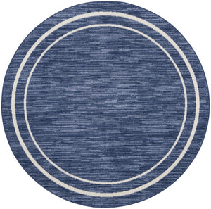 HomeRoots 8' Navy Blue and Ivory Round Area Rug - Durable Indoor/Outdoor Accent for Modern Spaces, Easy Care 545541