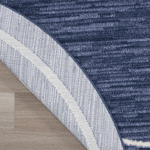 HomeRoots 8' Navy Blue and Ivory Round Area Rug - Durable Indoor/Outdoor Accent for Modern Spaces, Easy Care 545541