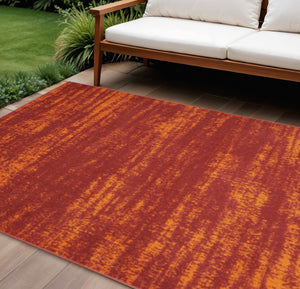HomeRoots 6' X 9' Vibrant Red and Orange Abstract Area Rug - Stylish, Durable, Indoor/Outdoor for All Spaces! 545546