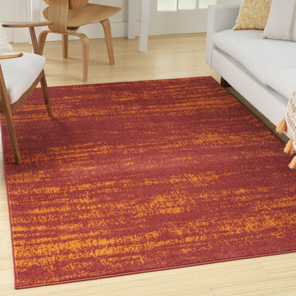 HomeRoots 6' X 9' Vibrant Red and Orange Abstract Area Rug - Stylish, Durable, Indoor/Outdoor for All Spaces! 545546