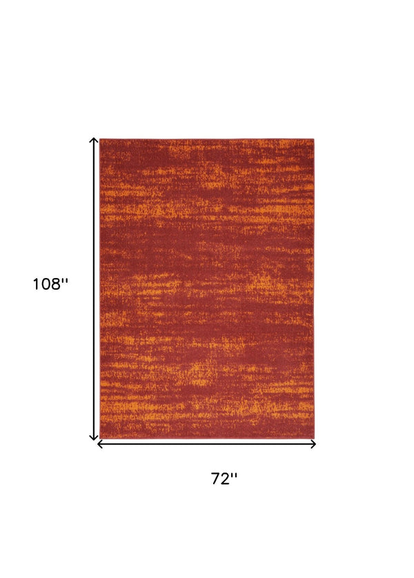 HomeRoots 6' X 9' Vibrant Red and Orange Abstract Area Rug - Stylish, Durable, Indoor/Outdoor for All Spaces! 545546