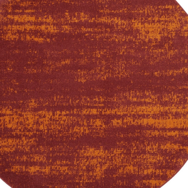 HomeRoots 8' Red and Orange Round Abstract Area Rug for Indoor/Outdoor Spaces - Durable, Stylish & Low-Maintenance 545548