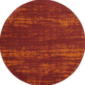 HomeRoots 8' Red and Orange Round Abstract Area Rug for Indoor/Outdoor Spaces - Durable, Stylish & Low-Maintenance 545548