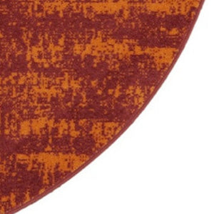 HomeRoots 8' Red and Orange Round Abstract Area Rug for Indoor/Outdoor Spaces - Durable, Stylish & Low-Maintenance 545548