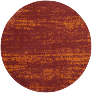 HomeRoots 8' Red and Orange Round Abstract Area Rug for Indoor/Outdoor Spaces - Durable, Stylish & Low-Maintenance 545548