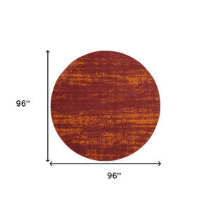 HomeRoots 8' Red and Orange Round Abstract Area Rug for Indoor/Outdoor Spaces - Durable, Stylish & Low-Maintenance 545548