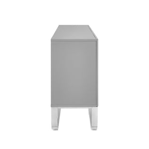 HomeRoots 71" Modern Sideboard with Three Doors for Stylish Storage and Display in Any Room of Your Home Grey/Chrome 545566