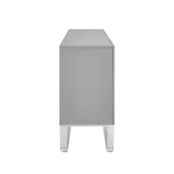 HomeRoots 71" Modern Sideboard with Three Doors for Stylish Storage and Display in Any Room of Your Home Grey/Chrome 545566