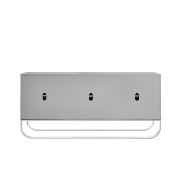 HomeRoots 71" Modern Sideboard with Three Doors for Stylish Storage and Display in Any Room of Your Home Grey/Chrome 545566