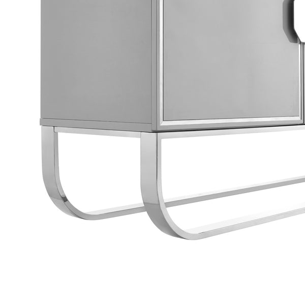 HomeRoots 71" Modern Sideboard with Three Doors for Stylish Storage and Display in Any Room of Your Home Grey/Chrome 545566