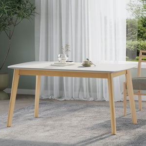 English Elm 5-piece Mid-century Rubberwood Dining Set with Upholstered Chairs for Kitchen or Room Beige+Natural,White Oak N759S003002B