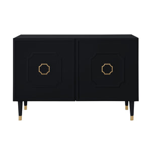 Homeroots 48" Black Sideboard With Two Doors Black  545574