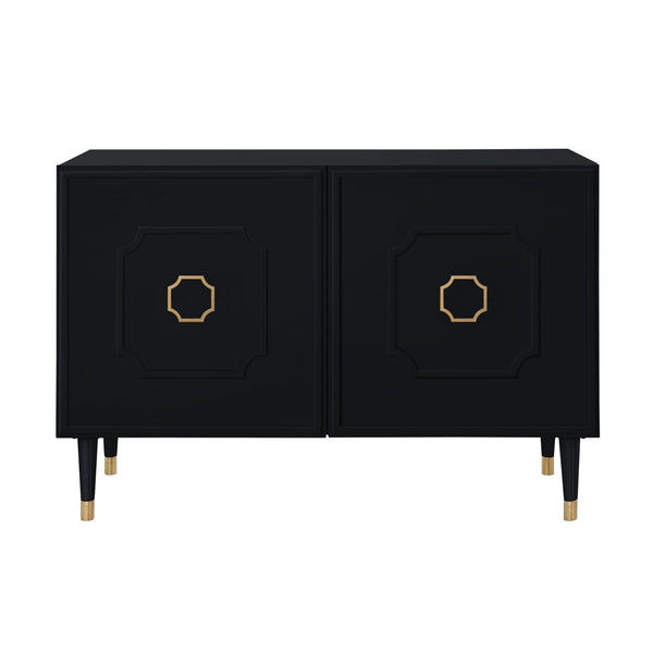 Homeroots 48" Black Sideboard With Two Doors Black  545574