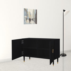 Homeroots 48" Black Sideboard With Two Doors Black  545574