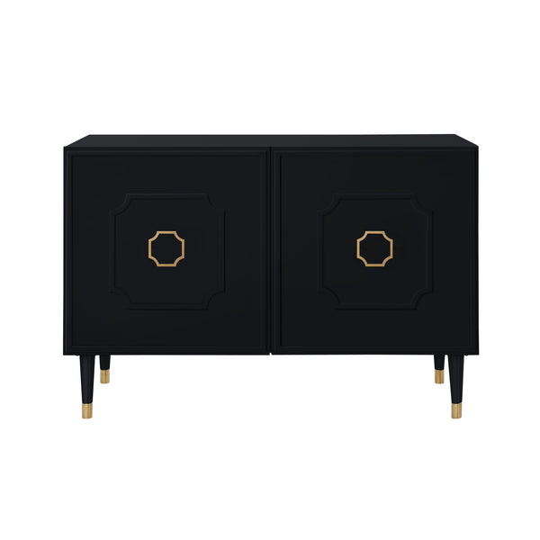 Homeroots 48" Black Sideboard With Two Doors Black  545574