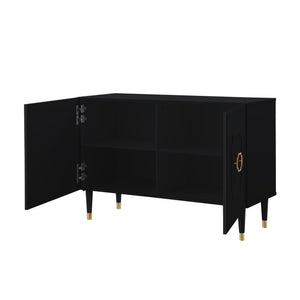 Homeroots 48" Black Sideboard With Two Doors Black  545574