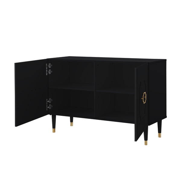 Homeroots 48" Black Sideboard With Two Doors Black  545574