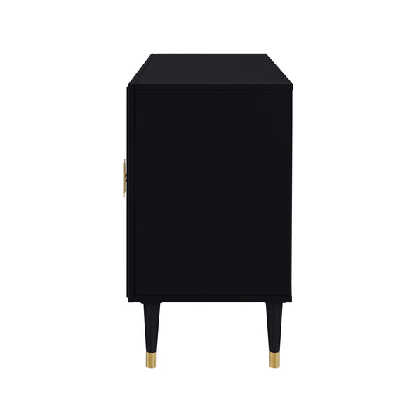 Homeroots 48" Black Sideboard With Two Doors Black  545574