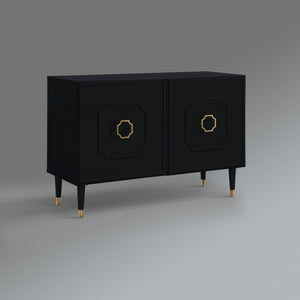 Homeroots 48" Black Sideboard With Two Doors Black  545574