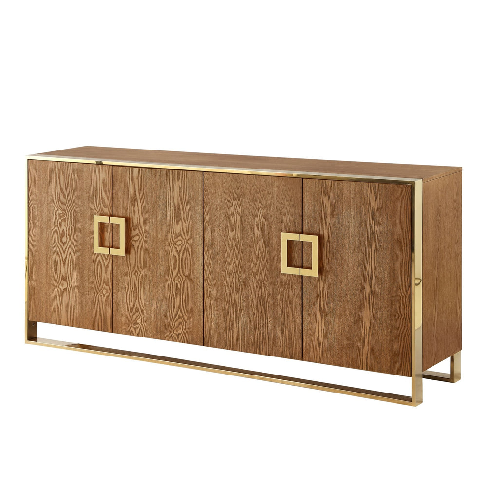 Homeroots 71" Brown Sideboard With Four Doors Ash Brown  545586