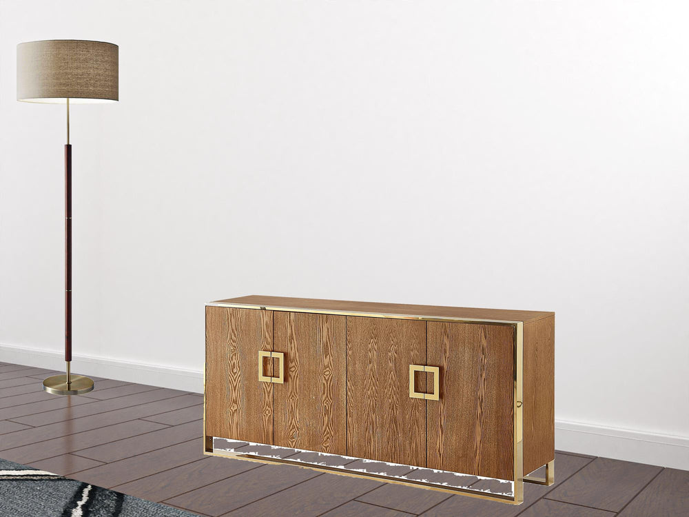 Homeroots 71" Brown Sideboard With Four Doors Ash Brown  545586