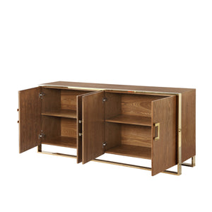 Homeroots 71" Brown Sideboard With Four Doors Ash Brown  545586