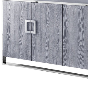 HomeRoots 71" Elegant Brown Sideboard with Gold Hardware for Stylish Storage in Dining or Living Spaces Ash Grey 545587