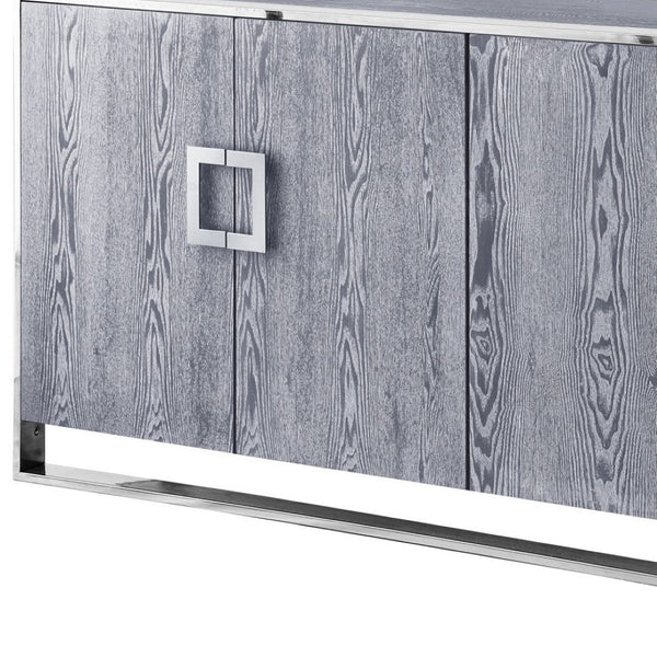HomeRoots 71" Elegant Brown Sideboard with Gold Hardware for Stylish Storage in Dining or Living Spaces Ash Grey 545587