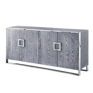 HomeRoots 71" Elegant Brown Sideboard with Gold Hardware for Stylish Storage in Dining or Living Spaces Ash Grey 545587