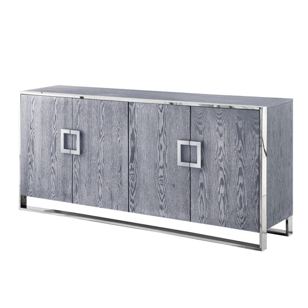 HomeRoots 71" Elegant Brown Sideboard with Gold Hardware for Stylish Storage in Dining or Living Spaces Ash Grey 545587