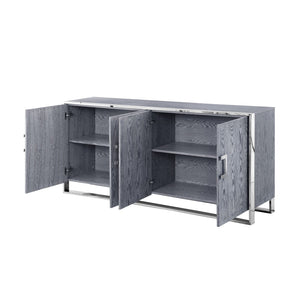 HomeRoots 71" Elegant Brown Sideboard with Gold Hardware for Stylish Storage in Dining or Living Spaces Ash Grey 545587