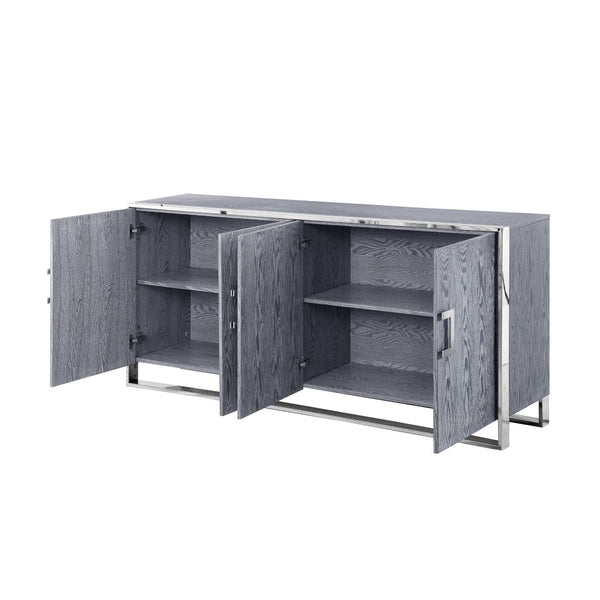 HomeRoots 71" Elegant Brown Sideboard with Gold Hardware for Stylish Storage in Dining or Living Spaces Ash Grey 545587