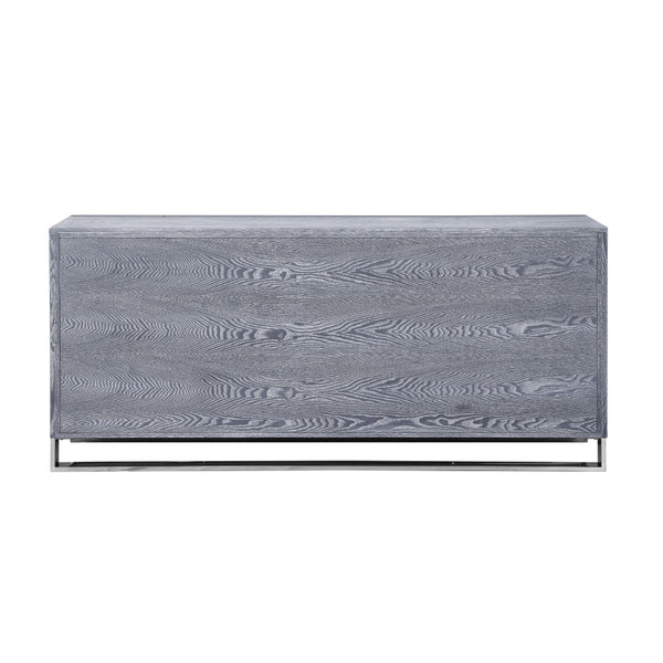 HomeRoots 71" Elegant Brown Sideboard with Gold Hardware for Stylish Storage in Dining or Living Spaces Ash Grey 545587