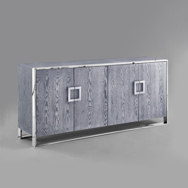 HomeRoots 71" Elegant Brown Sideboard with Gold Hardware for Stylish Storage in Dining or Living Spaces Ash Grey 545587