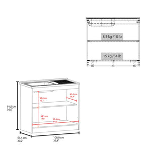 English Elm Montello White Utility Sink with Open Shelves for Laundry Mudroom Workspace B092S00281
