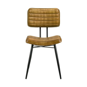 English Elm Set Of 2 Leather Upholstered Side Chairs - Stylish Camel & Black For Modern Farmhouse Decor B016P225469-GIGA