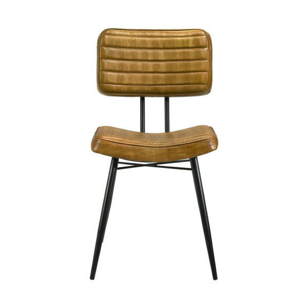 English Elm Set Of 2 Leather Upholstered Side Chairs - Stylish Camel & Black For Modern Farmhouse Decor B016P225469-GIGA