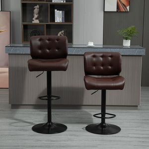 English Elm Homcom Adjustable Swivel Barstools Set of 2 Tufted Padded Seats Metal Base W2225P229256