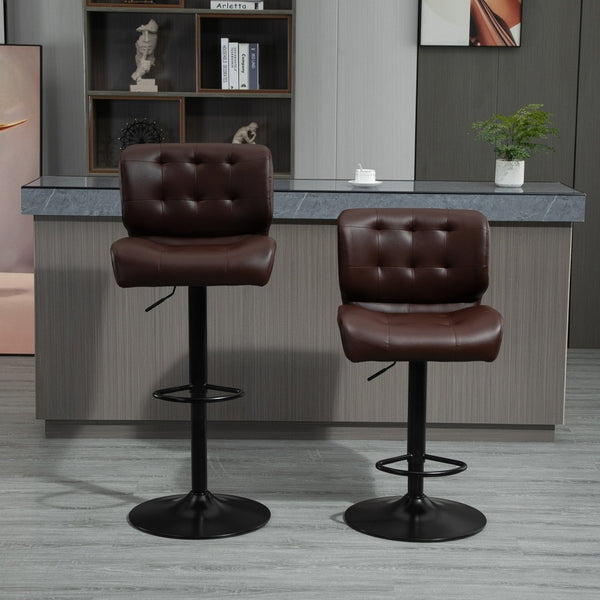 English Elm Homcom Adjustable Swivel Barstools Set of 2 Tufted Padded Seats Metal Base W2225P229256